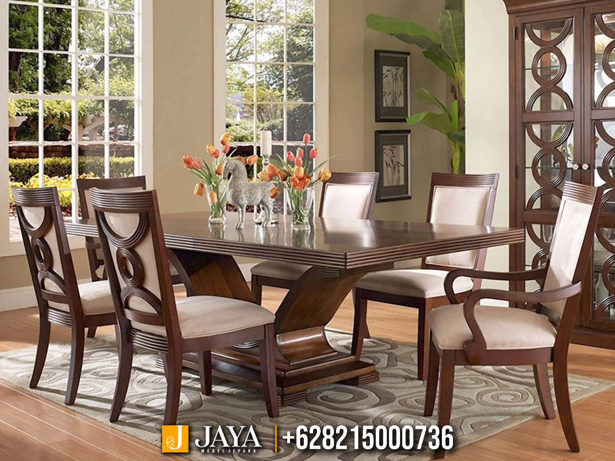 Set Meja Makan Minimalis Jati Classic European Luxury JM-71 Set Meja Makan Minimalis Jati Classic European Luxury JM-71