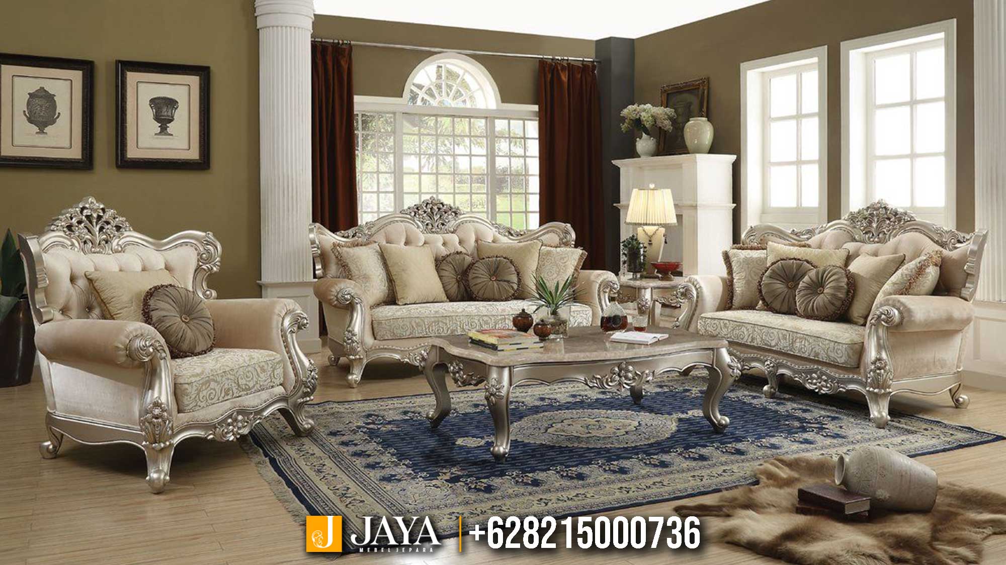 Sofa Tamu Mewah Jepara Bellagio Classic Living Silver Glossy JM-64 Sofa Tamu Mewah Jepara Bellagio Classic Living Silver Glossy JM-64