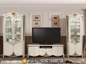 Bufet TV Mewah Jepara Warna Putih Glossy Solid Duco JF-54