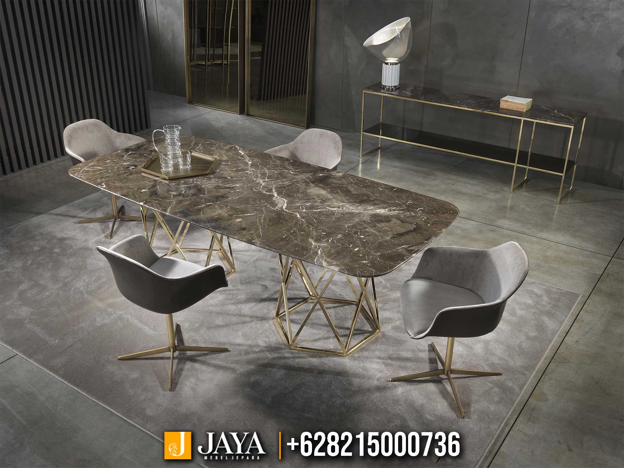 Meja Makan Minimalis Modern Kaki Stainless Steel Terbaru JM-06.1