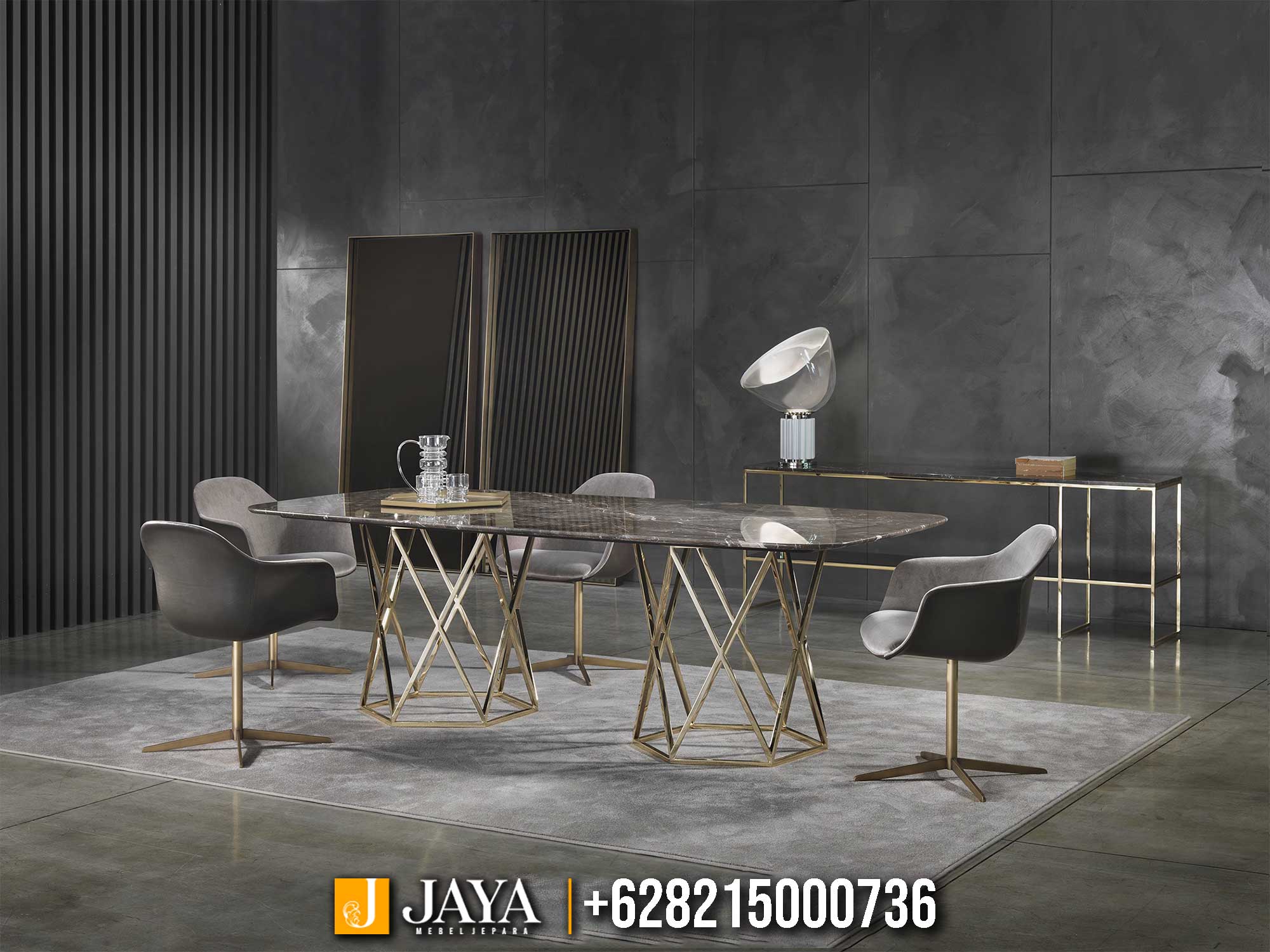 Meja Makan Minimalis Modern Kaki Stainless Steel Terbaru JM-06.2