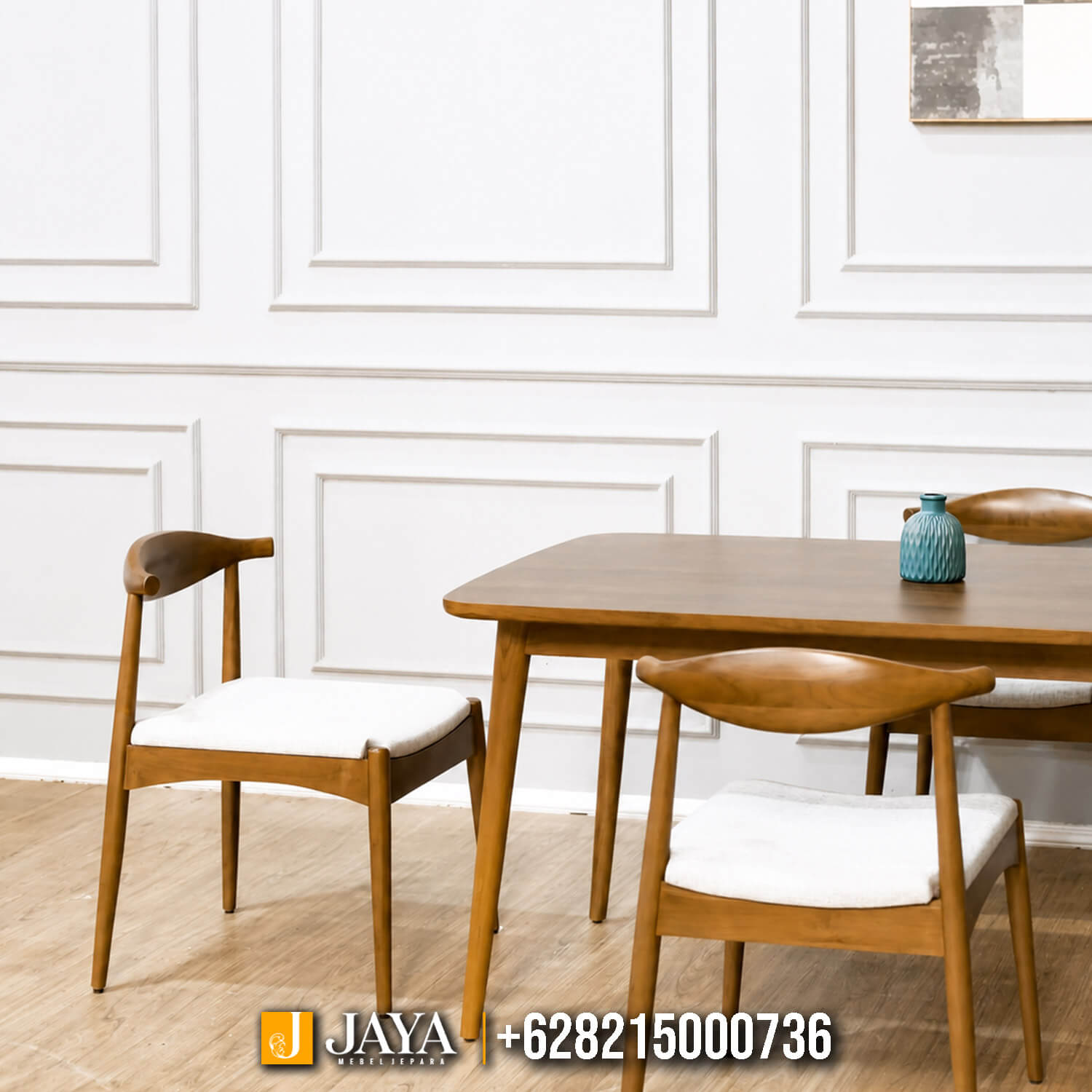 Set Meja Makan Minimalis Jati Jepara Retro Scandinavian JM-31