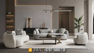 Set Sofa Tamu Sectional Curved Bouclé Premium JM-27