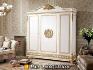 Almari Pakaian Mewah Jepara Imperial Classic White Gold JM-105