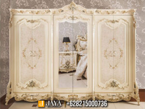 Almari Pakaian Ukir Mewah Warna Duco Cream Gold JM-107