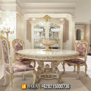 Meja Makan Mewah Bundar Solid Duco Painting Style JM-96
