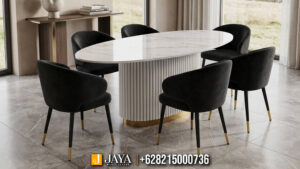 Meja Makan Minimalis Mewah Kursi 6 Aurelia Marble JM-124