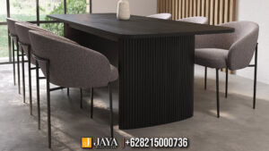 Meja Makan Minimalis Modern Salur Hitam Estetik JM-119