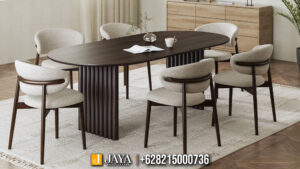 Meja Makan Oval Minimalis Modern Kursi 6 JM-122