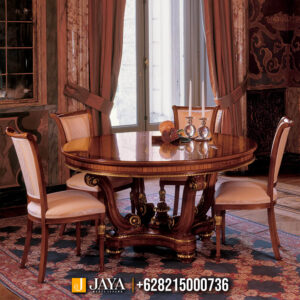 Set Meja Makan Kayu Jati Mewah Klasik Natural Luxury JM-95