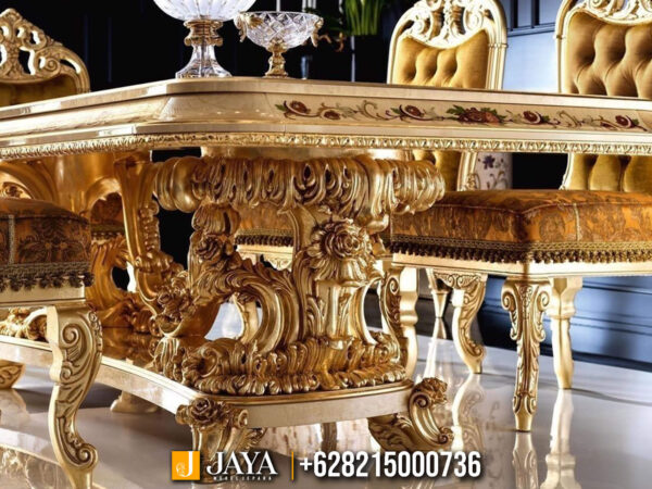 Set Meja Makan Mewah Gold Imperial Baroque JM-99
