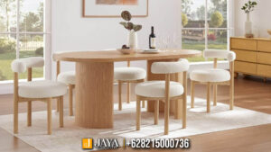 Set Meja Makan Minimalis Linear Oval JM-118