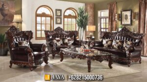 Sofa Mewah Kayu Jati Victorian Elegance Cokelat JM-63