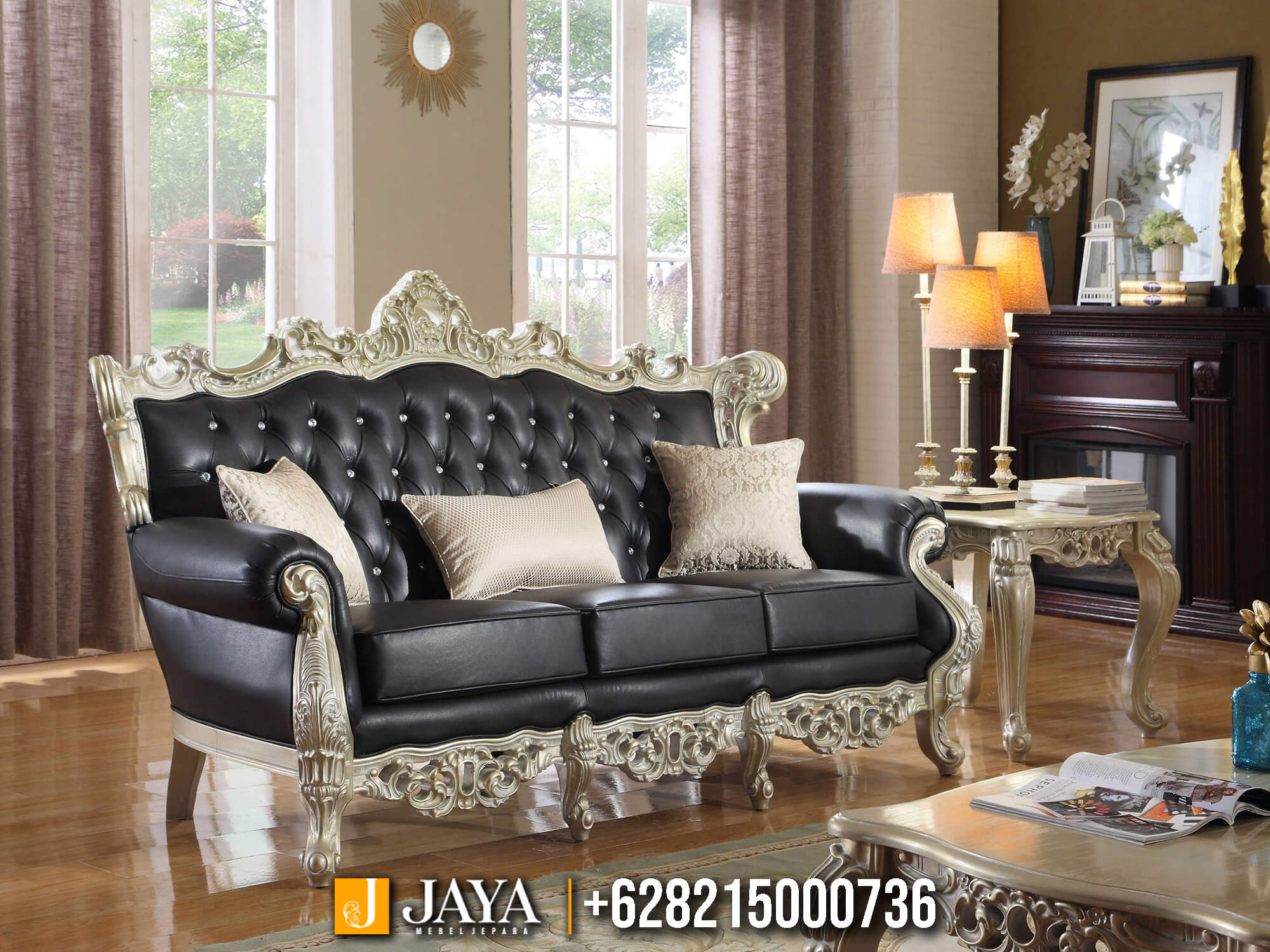 Sofa Tamu Mewah Jepara Black Royal Edition JM-133.1